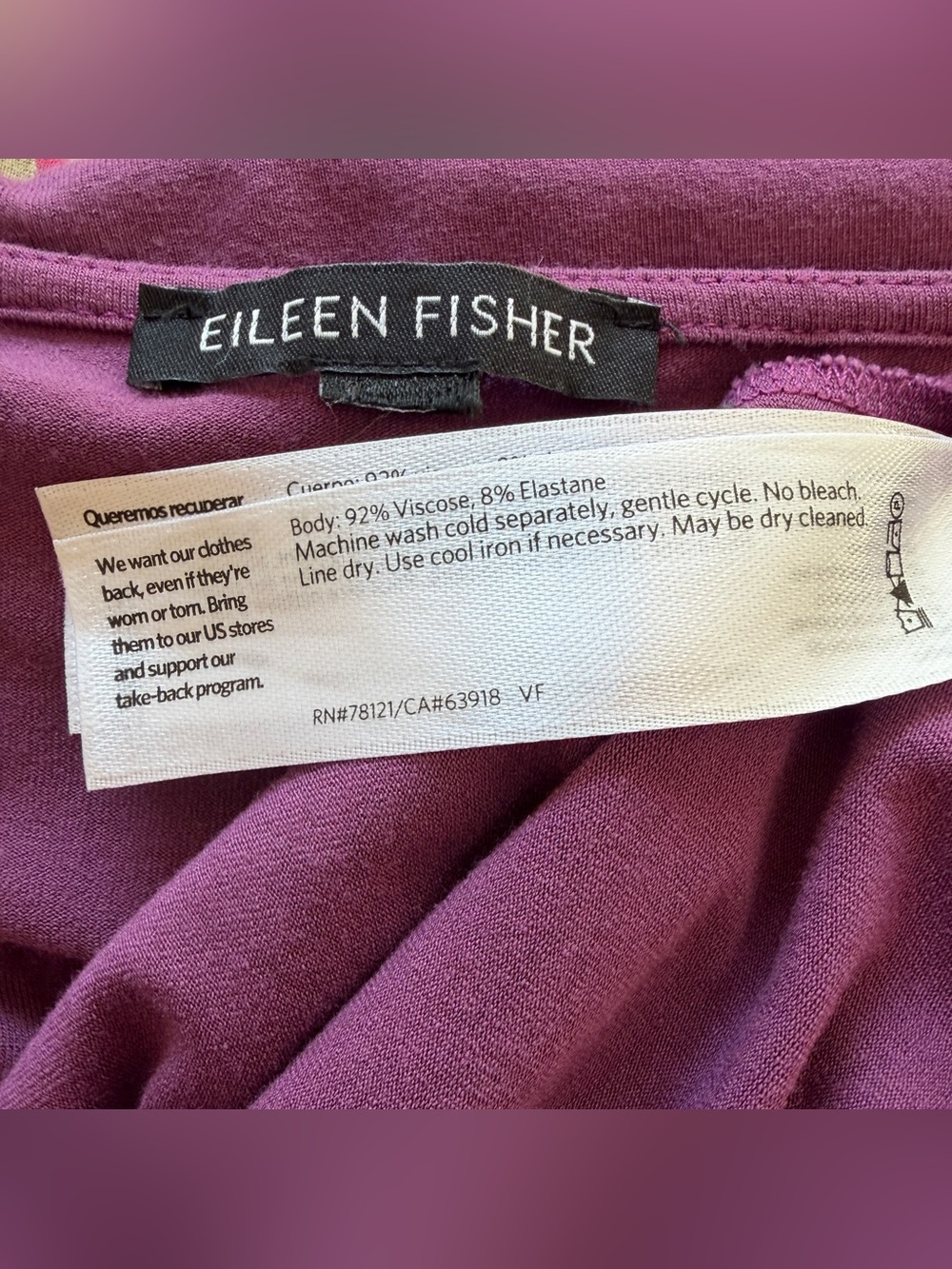 EILEEN FISHER Purple Boat Neck Midi Shift Dress Attached Tie Belt, XL - Picture 9 of 9